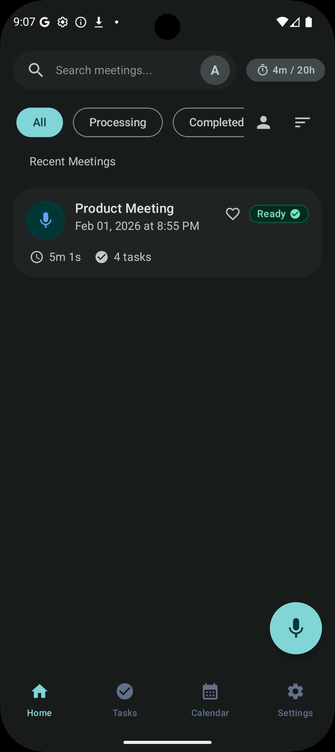 Nexnote app home screen