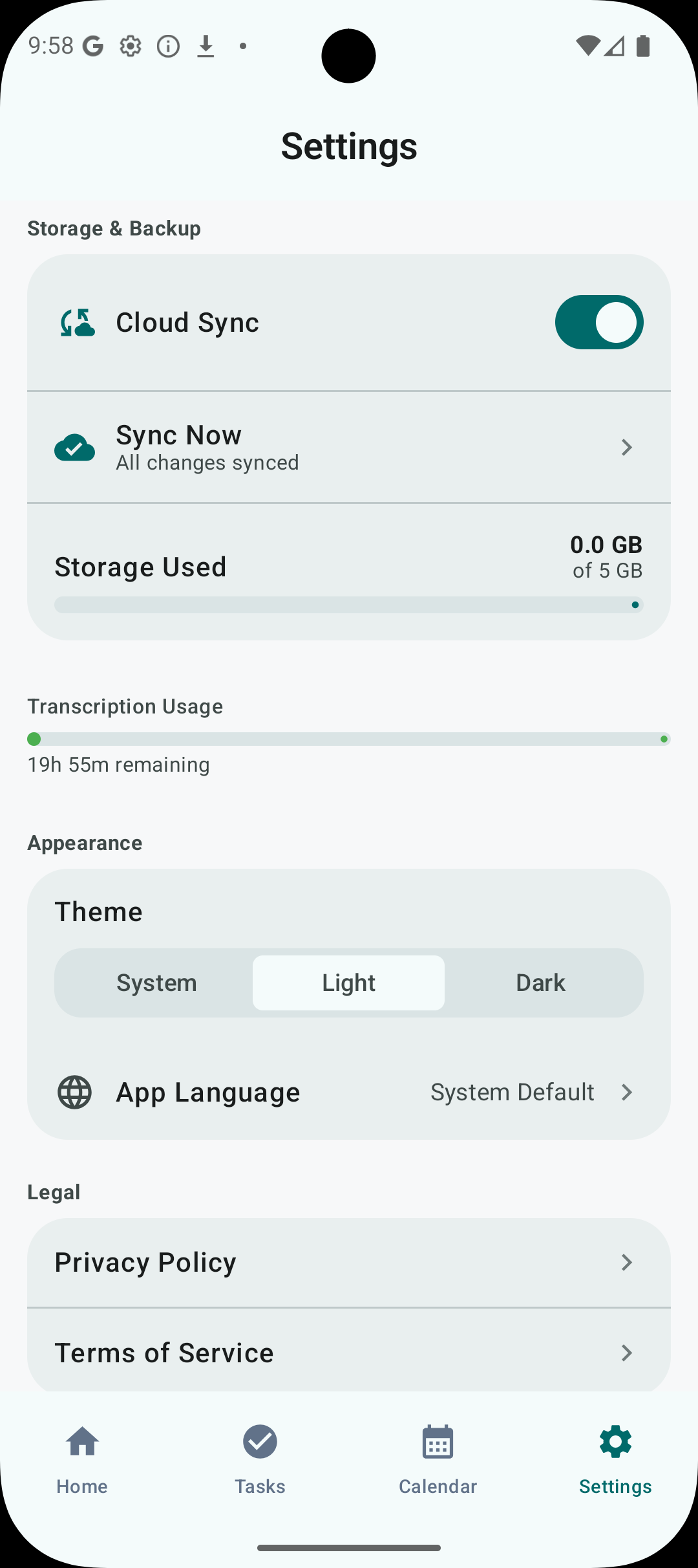 Nexnote cloud sync settings